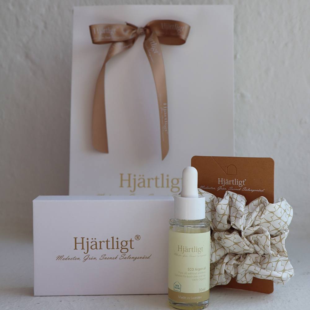 Presentset vit med nougatband